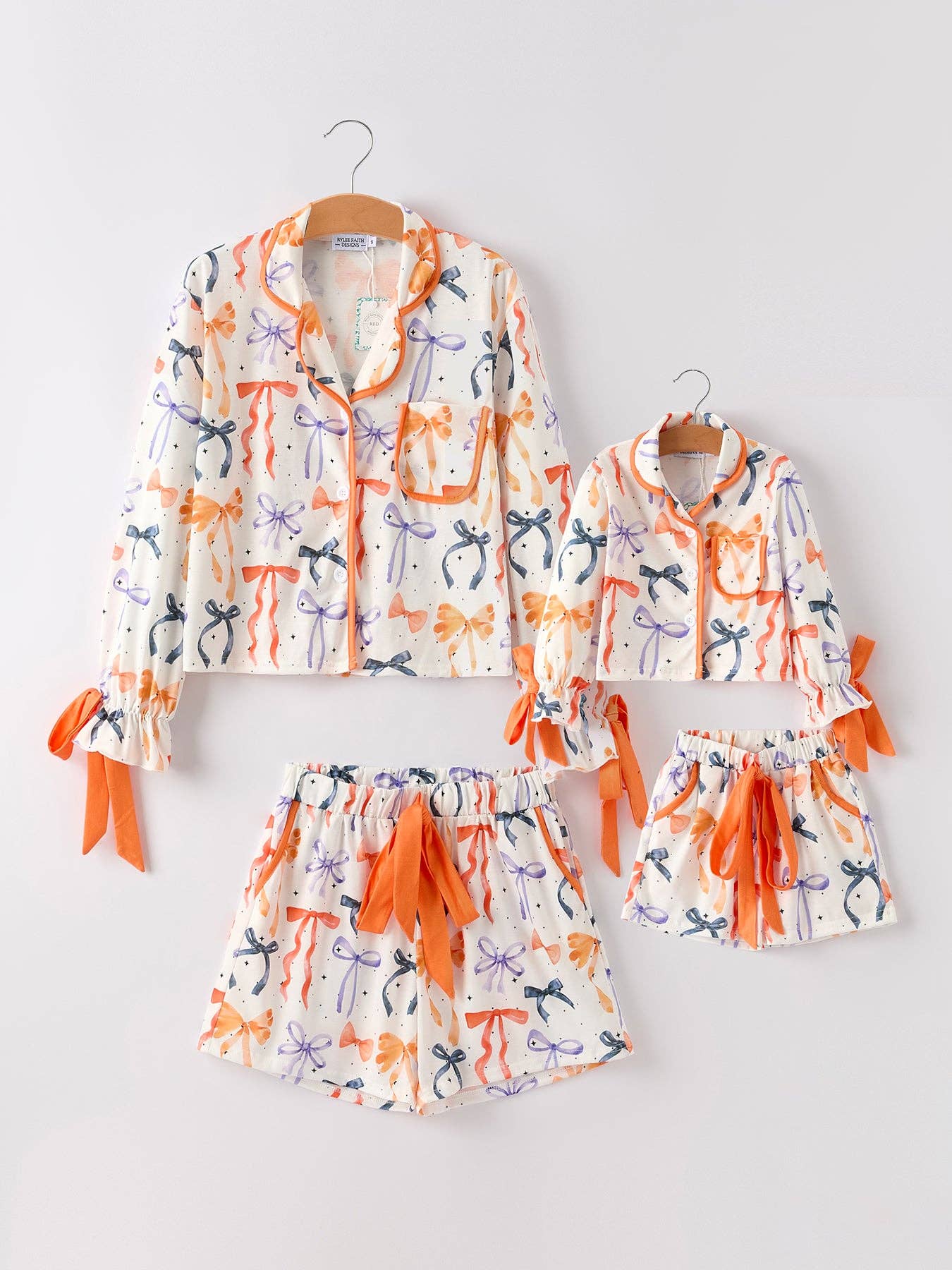 Halloween Mommy and Me Bow Print Pajama Set: XL / Adults