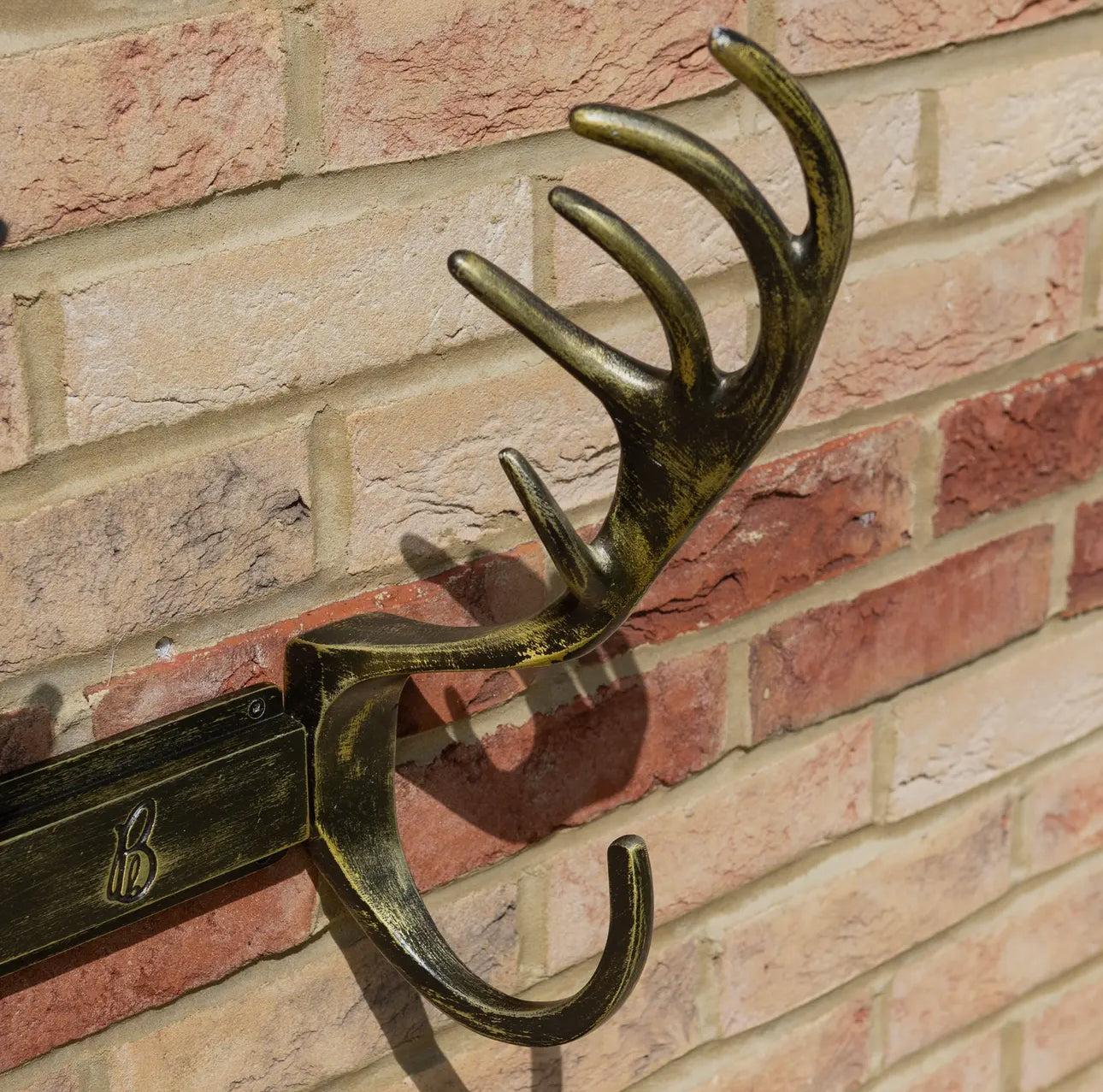 Stag Antler Hose Pipe Holder Antique Brass
