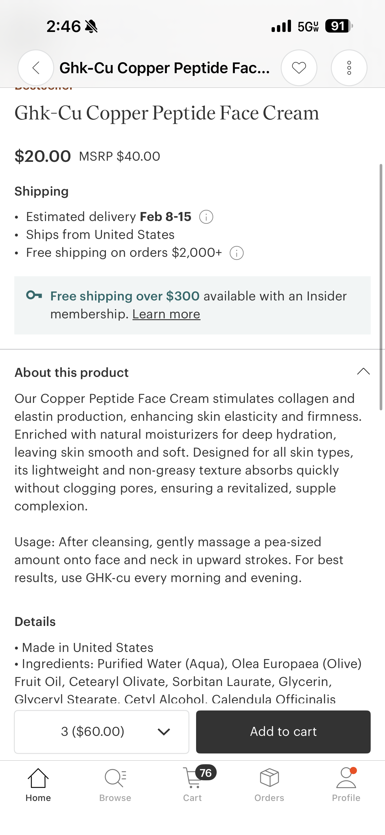 Ghk-Cu Copper Peptide Face Cream