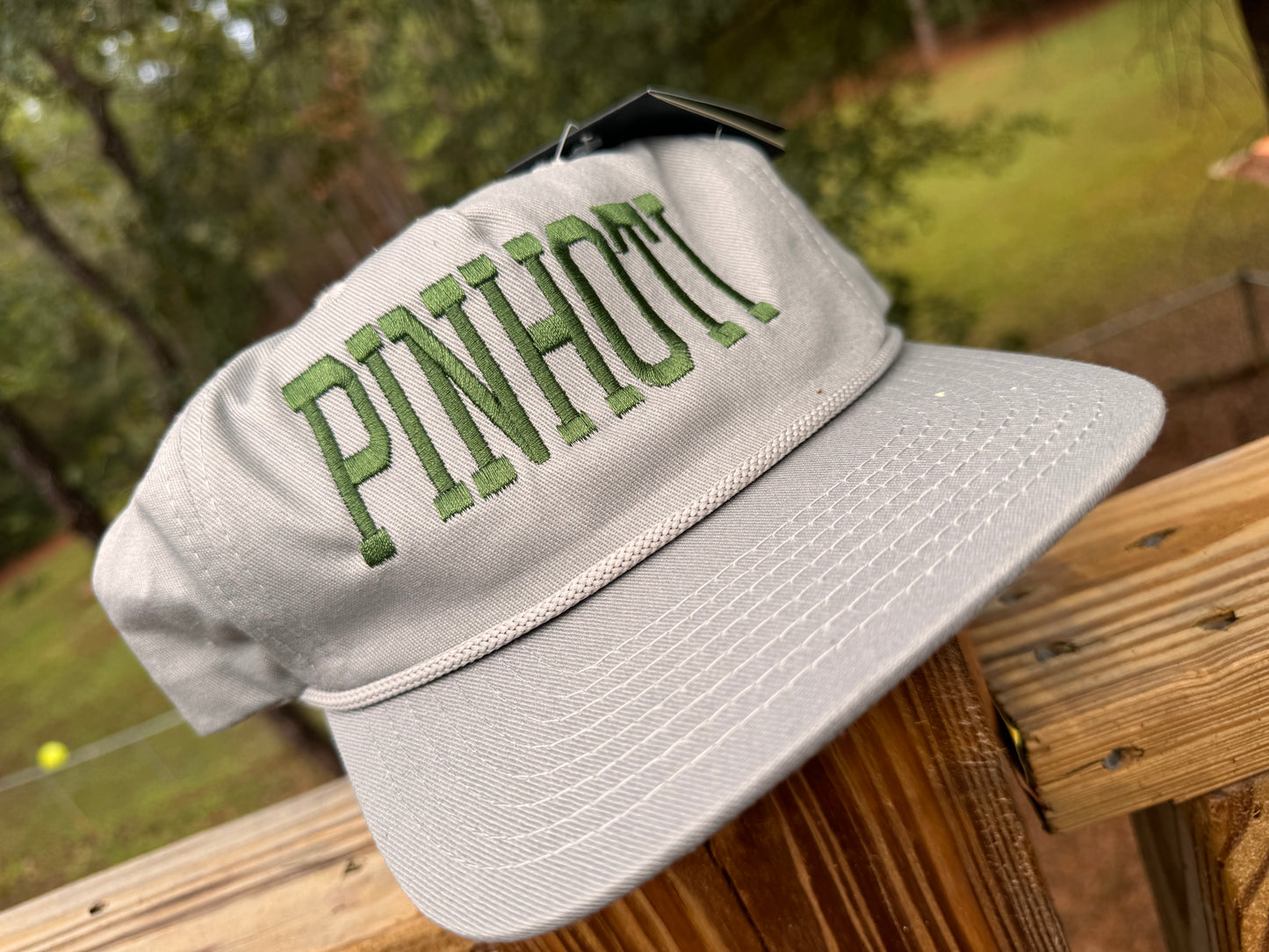Pinhoti 5 panel rope hat | gray + green