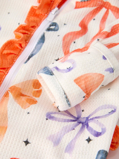Halloween Mommy and Me Bow Print Pajama Girls Romper: 18M
