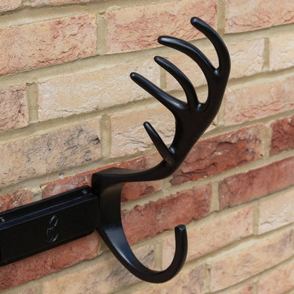 Stag Antlers Hose Pipe Holder - Black Finish