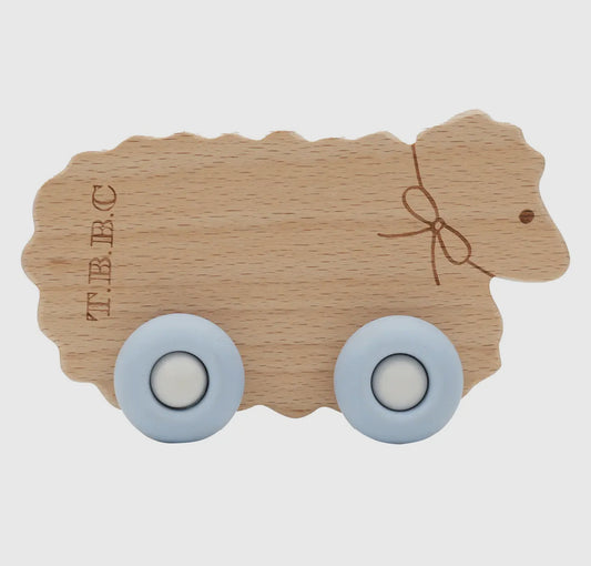 The Beaufort Bonnet Company Sheep w/ Blue Wheels Teether