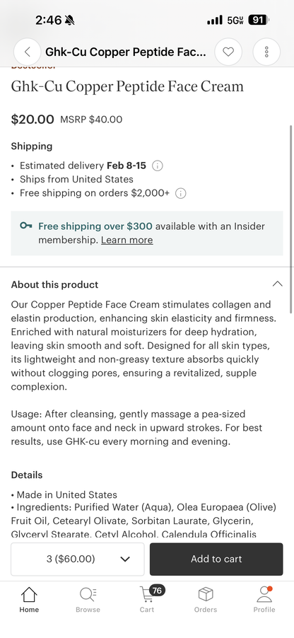 Ghk-Cu Copper Peptide Face Cream