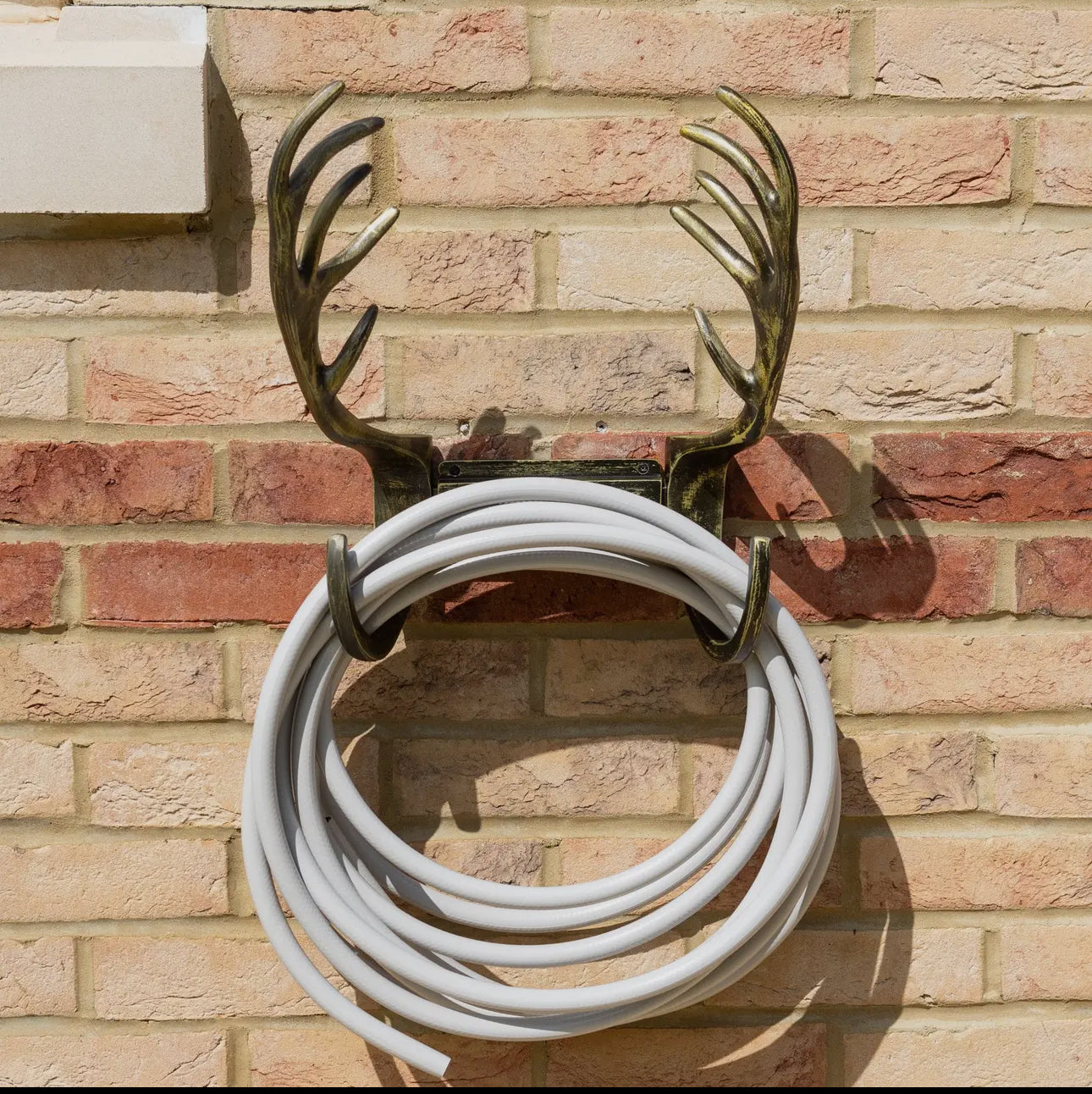 Stag Antler Hose Pipe Holder Antique Brass