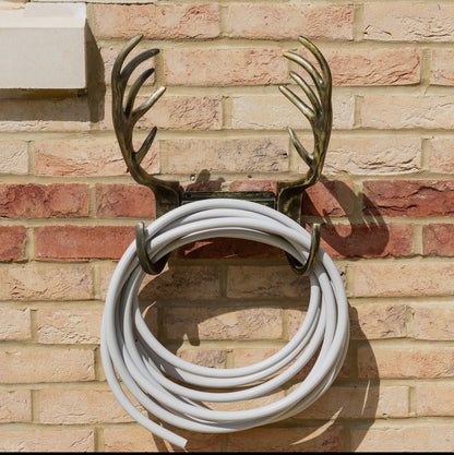 Stag Antler Hose Pipe Holder Antique Brass