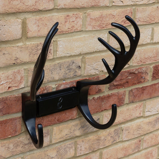 Stag Antlers Hose Pipe Holder - Black Finish