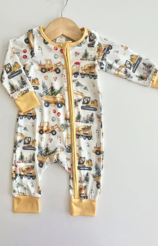 Bulldozer Christmas Pajama zippie sleeper pajama