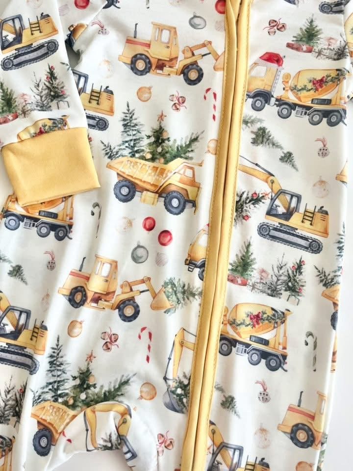 Bulldozer Christmas Pajama zippie sleeper pajama