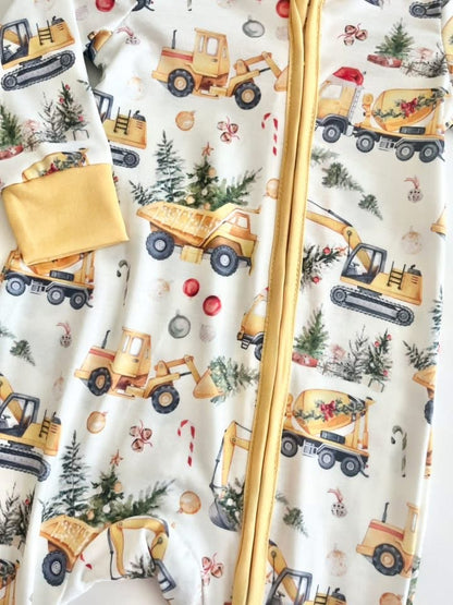 Bulldozer Christmas Pajama zippie sleeper pajama