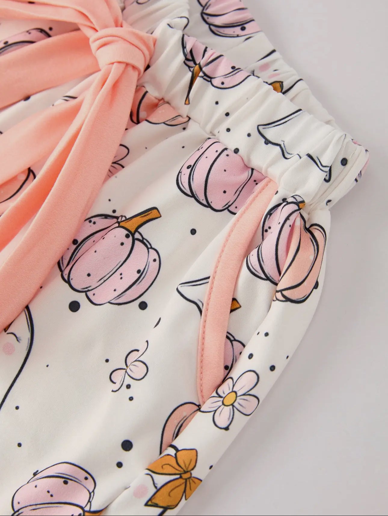 Halloween Ghost Grandmillenial Pumpkin Print Girls Pajama Set