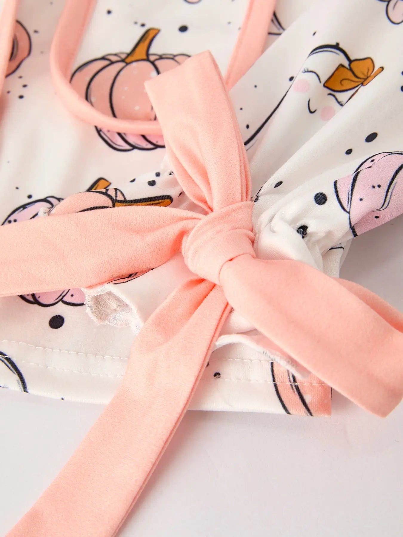 Halloween Ghost Grandmillenial Pumpkin Print Girls Pajama Set