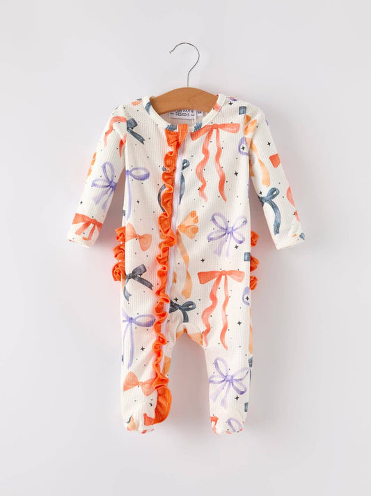 Halloween Mommy and Me Bow Print Pajama Girls Romper: 12M